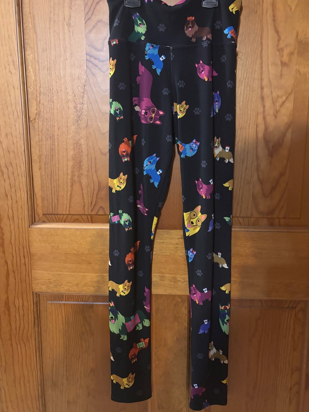 Black Leggings with Colorful Dog Print